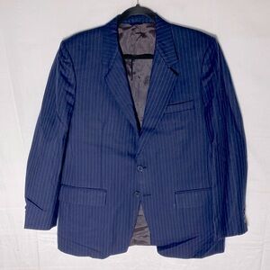 Vintage Shipley Navy Blue Pinstripe Wool Blazer Sport Coat Suit Jacket 45R